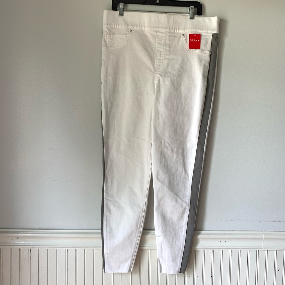 SPANX White Legging Grey Side Stripe Jegging Pant - Picture 2 of 6